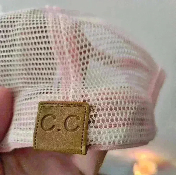 C.C Glittery Pink Ponytail Baseball Cap. - Picture 6 of 7